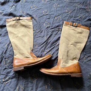Frye Two-Tone Tan and Cream Riding Boots